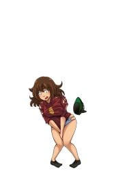 1female 1girls 2d 2d_animation animated blush breasts breasts_out brown_hair commission embarrassed embarrassed_nude_female feet giant_female giant_woman giantess giantess_growth gigantification green_eyes growing growing_out_of_clothes growth growth_sequence jitenshasw large_breasts macro macro_female macrophilia nervous_smile nude nude_female original original_character pubic_hair pussy ripped_clothing size_transformation sweatshirt tagme tall_female vagina video white_background