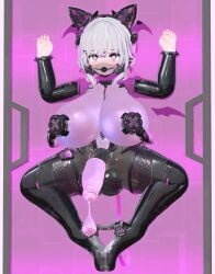 1futa 3d 3d_animation animated big_penis condom futasub gagged high_heels huge_breasts large_breasts no_sound solo_futa tagme video white_hair