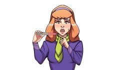 daphne_blake hentaku_studios pregnancy_test purple_dress scooby-doo shocked_female worried_female yahika_tsukimo