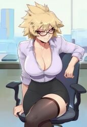 adult_female ai_generated milf mitsuki_bakugou my_hero_academia office_lady stockings uncensored