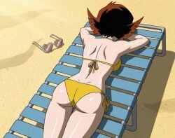 1girls ass ass_focus avengers back_view beach big_ass bikini bikini_only brown_hair butt butt_focus fat_ass fat_butt female female_focus female_only half-dressed half_naked janet_van_dyne large_ass marvel marvel_comics resting short_hair summer the_avengers:_earth's_mightiest_heroes thick_thighs wasp_(earth's_mightiest_heroes) wasp_(marvel)