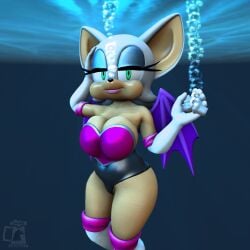 1girls 3d 3d_(artwork) bat bubbles cleavage drunk_crowley female rebreather rouge_the_bat sega sfm solo sonic_(series) sonic_the_hedgehog_(series) source_filmmaker swimsuit underwater