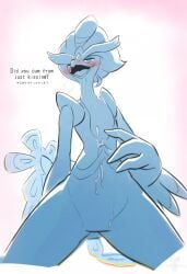 2026 ambiguous_gender anthro beak biped blush bodily_fluids cum digital_drawing_(artwork) digital_media_(artwork) fingers front_view generation_9_pokemon genital_fluids hi_res looking_at_viewer nintendo nude nude_ambiguous nude_anthro pokemon pokemon_(species) quaquaval simple_background smile solo tail tenebscuro tongue