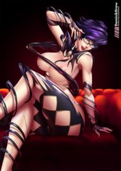 alternate_breast_size areolae bayonetta bayonetta_(character) bayonetta_2 big_breasts breasts cleavage crossed_legs female female_only hourglass_figure huge_breasts large_breasts looking_at_viewer lord_dominik solo