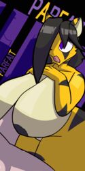 2018 animated anthro big_breasts breasts duo feline female female_focus huge_breasts looking_at_viewer male mammal nipples original original_character paizuri parfait_(plaga) penis plaga sex straight