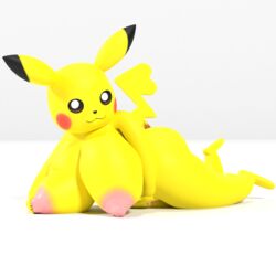 2018 3d ass big_breasts big_butt breasts female fur huge_breasts huge_butt looking_at_viewer lowpoly masturbation nintendo nipples pikachu pokémon_(species) pokemon pussy thick_thighs video_games yellow_fur