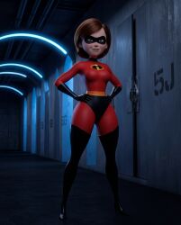 ai_generated big_ass bodysuit brunette brunette_female brunette_hair confident elastigirl facility hallway hands_on_hips helen_parr high_heels infiltration latex mask masked_female milf posing posing_for_the_viewer round_ass sexy sexy_body sexy_waist spy stealth superhero superheroine the_incredibles thick thick_ass thick_thighs tight_clothes tight_clothing tight_fit