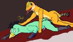 anal anal_penetration anthro avian chocobo duo final_fantasy from_behind_position gecko genitals jaydaygecko lizard male male/male penetration penile penile_penetration penis penis_in_ass pinned pinned_to_bed reptile scalie sex sio square_enix
