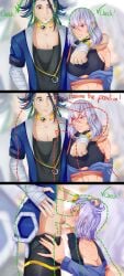 2boys adaman_(pokemon) assume_the_position blowjob crop_top fellatio femboy femboysub fit gay gay_male gold gold_(metal) gold_jewelry grey_hair hair_grab laan_psice light-skinned_male light_skin limel male male_only oc oral oral_sex photobooth pokemon saliva saliva_drip tongue tongue_out wristwatch yaoi
