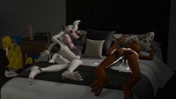 chica_(fnaf) female female/female five_nights_at_freddy's five_nights_at_freddy's_2 freddy_(fnaf) group humanoid mangle_(fnaf) scottgames