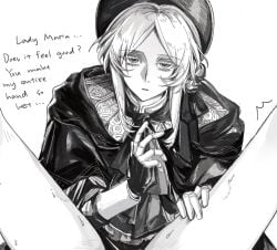 bloodborne clothed clothes clothing cum cum_on_fingers cum_on_hand dominant_female female female_focus female_only female_penetrated fingering implied_penetration implied_sex lady_maria_of_the_astral_clocktower long_hair no_pants plain_doll selfcest submissive_female thighs trembling trembling_for_pleasure vaginal vaginal_fingering vaginal_penetration vaginal_sex white_hair yuri