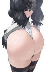 1girls 2026 2b_(nier:automata) 2d 2d_(artwork) absurdres ass ass_focus back_cutout black_thighhighs boots breasts clothed clothing clothing_cutout color colored commentary_request digital_media_(artwork) feather_trim female female_only from_behind gloves hi_res highleg highleg_leotard highres huge_ass juliet_sleeves leotard long_sleeves lower_body nier nier:_automata nier:automata nier_(series) partially_clothed puffy_sleeves standing thighhighs thighhighs_under_boots thighs thong thong_leotard white_leotard yorha_2b yoruno