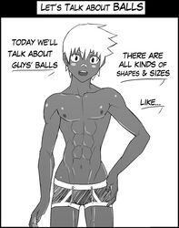 1boy abs black_skin comic ltab male male_only mlm4anemone muscle nipples original_character pecs tagme testicles underwear yaoi