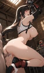 ai_generated big_boobs big_breasts big_tits bottomless bottomless_female breasts_out brunette_female brunette_hair captured captured_female cuffed_wrists erect_nipples exposed_breasts eyes_closed final_fantasy final_fantasy_vii final_fantasy_vii_remake forced forced_pleasure forced_sex fucked_from_behind half_naked half_naked_female half_nude_female light-skinned_female long_black_hair male_penetrating_female moaning panties_around_foot panties_down penetration_from_behind restrained_wrists shirt_lifted street_fighter_6 tifa_lockhart vaginal_penetration vaginal_sex