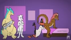 animated anthro balls bodily_fluids canid canine cock_transformation cum cum_inside domestic_cat dragon ejaculation felid feline felis fox generation_2_pokemon genital_fluids genitals group humanoid inflation male male/male mammal merge_transformation merging mythological_creature mythological_scalie mythology nintendo pokemon pokemon_(species) scalie transformation typhlosion werecock witte_konijn