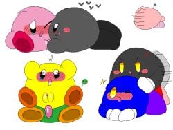 2026 aliasing ambiguous_penetration anal anal_penetration blush bodily_fluids dark_meta_knight digital_media_(artwork) drooling female genitals group kirby kirby_(series) male meta_knight nintendo penetration penis saliva shadow_kirby slem sphere_creature tongue vulva vulva_rubbing waddling_head
