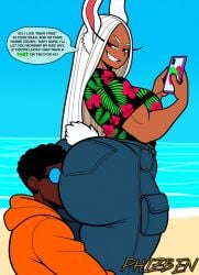 1boy 1girl 1girl1boy about_to_fart ai_generated ass_worship big_ass boku_no_hero_academia butt_worship caption dark-skinned_male dialogue dominant_female face_in_ass huge_ass mirko miruko muscle_mommy my_hero_academia nerdy_male phizben rumi_usagiyama speech_bubble submissive_male word_balloon