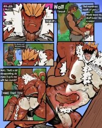 2boys anal_sex anthro ass back_view balls big_sub blowjob blush blushing butt cratty_wan dialogue english english_text erection fellatio from_behind gay human human_on_anthro human_penetrating_anthro humanoid internal internal_view interspecies male male/male male_only muscular muscular_male nintendo pants_down penetration penis pokemon pokemon_(species) presenting presenting_ass presenting_butt size_difference small_dom_big_sub smaller_male submissive_male teasing text tyrantrum