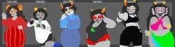 aradia_megido big big_breasts black_hair chubby feferi_peixes happy homestuck itsjustsarco kanaya_maryam long_hair long_legs looking_at_viewer medium_breasts nepeta_leijon short_hair shortstack skinny smug tall_female terezi_pyrope vriska_serket wide_hips