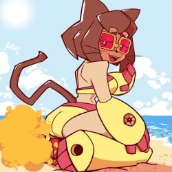 blushing blushing_at_viewer blushing_female embarrassed fart fart_cloud fart_fetish farting farts gameoverse kit_(gameoverse) kit_(gameoverse), some_wight_(artist)