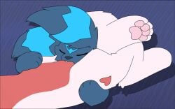 anthro blue_body blue_fur canid canine cherry_(ztwidashz) cunnilingus digital_media_(artwork) duo eeveelution female feral fur generation_1_pokemon generation_2_pokemon genitals hi_res legendary_pokemon lugia male male/female mammal nintendo nude nuke_(stealthyspirit) open_mouth oral pokemon pokemon_(species) sex simple_background smile stealthyspirit tongue tongue_out umbreon vaginal vulva white_body white_fur