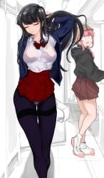 1boy 1boy1girl 1girl 1girl1boy 1girls after_sex big_breasts black_eyebrows black_eyes black_hair black_jacket black_ribbon blue_jacket blue_panties breasts brown_cap brown_hat cap cheating closed_eyes closed_mouth clothed clothed_female clothed_male concerned curvy door eyes_closed femboy furrowed_brow furrowed_eyebrows hair_ribbon hand_in_hair hat implied_sex jacket komi-san_wa_komyushou_desu komi_can't_communicate komi_shouko leggings light-skinned_female light-skinned_male light_skin long_hair looking_to_the_side mamimi_(artist) mamimi_(mamamimi) mouth_closed mouth_open netorare ntr open_mouth otoko_no_ko panties pantyhose pink_hair pink_lips pink_shoes red_ribbon red_skirt ribbon room school_jacket school_uniform schoolgirl serious serious_look shirt shoes simple_background sink skirt standing surprised surprised_expression tadano_hitohito toilet toilet_paper toilet_stall translucent_clothing unbottoned_shirt unbuttoned uniform voluptuous walking washing_hands white_background white_shirt white_shoes wig