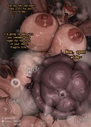 anthro areola big_breasts biped breasts deathclaw dialogue english_text fallout front_view futa genitals gynomorph hi_res intersex looking_at_viewer microsoft miloff nipples nude penis pupils scalie smile solo spread_legs spreading text