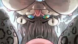 2026 absurd_res animancer anthro belly big_breasts breasts cock_transformation collar felid first_person_view fluffy fluffy_tail fur grey_body grey_fur gynomorph hair hi_res hypnosis intersex long_hair mammal mind_control pantherine ringed_eyes safwan snow_leopard spots tail tongue tongue_out transformation upside_down werecock white_body white_fur