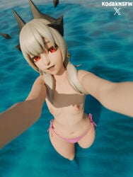 1girls artist:kodaknsfw beach bikini bikini_bottom breasts breasts_out epic_games exposed_breasts fortnite fortnite:_battle_royale lexa_(fortnite) looking_at_viewer oathbound_lexa_(fortnite) ocean outdoors outdoors_nudity partially_clothed princess_lexa_(fortnite) sandals sandals_only selfie shoes sports_sandals topless topless_female