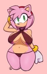 1girls almost_naked amy_rose anthro anthro_female areolae belly belly_button big_breasts bikini bikini_top breasts clothed clothing curvy curvy_figure eulipotyphlan female female_only fur furry furry_female gloves green_eyes hedgehog hedgehog_girl huge_breasts large_breasts looking_at_viewer mammal miobadders navel nipples partially_clothed pink_fur red_hairband sega solo solo_female sonic_(series) sonic_the_hedgehog_(series) thong voluptuous voluptuous_female wide_hips