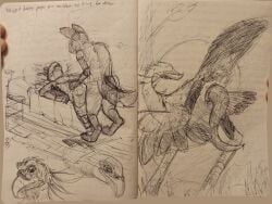 absurd_res accipitriform animal_genitalia anthro anthro_on_anthro anthro_penetrated anthro_penetrating anthro_penetrating_anthro avian beak beak_closed bed bird black_and_white bodily_fluids butt canid canine cloaca cum cum_drip cum_on_penis dipstick_tail dripping ears_up feathered_wings feathers feral fox furniture genital_fluids genitals grass happy happy_sex hatching_(art) hi_res looking_at_viewer looking_back looking_up low-angle_view lying lying_on_bed male mammal markings monochrome mouth_closed on_bed penetration penis pillow plant precum precum_drip presenting presenting_hindquarters presenting_penis raised_tail secretary_bird sex shaded sketch_page sun tail tail_feathers tail_markings tapering_penis tree underfluffies wings worm's-eye_view