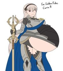 corrin_(fire_emblem) corrin_(fire_emblem)_(female) enjoying_pregnancy fire_emblem grey_hair grey_hair_female knight knight_armor nintendo pregnant pregnant_belly pregnant_female super_belly