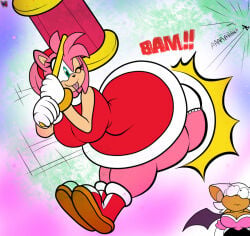 2girls amy_rose anthro ass bat bat_wings boots bracelet breasts cleavage color color_edit denizen1414 eulipotyphlan eyelashes female female_focus female_only furry gloves green_eyes hairband hedgehog hedgehog_humanoid hips large_ass large_breasts mobian_(species) one_eye_closed panties piko_piko_hammer pink_fur pink_hair rouge_the_bat sega shocked shocked_expression silhouette skirt sonic_the_hedgehog_(series) thick_thighs thighs tongue tongue_out underwear virtigogun white_hair wide_hips wink winking