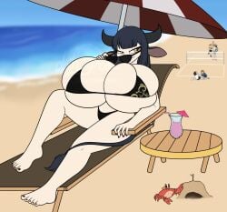 big_breasts bikini breasts cleavage dativyrose female furry huge_breasts hyper_breasts thick_thighs wide_hips