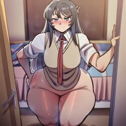 1girls ai_generated bed bedroom blush blushing blushing_at_viewer breasts cloud115599 curvaceous curvaceous_body curvaceous_female curvaceous_figure curvy curvy_body curvy_female curvy_figure curvy_hips female female_focus female_only hand_on_own_thigh indoors looking_at_viewer no_skirt novelai sakurajima_mai seduction seductive seductive_body seductive_eyes seductive_gaze seductive_look seductive_smile seishun_buta_yarou_wa_bunny_girl_senpai_no_yume_wo_minai smile smiling smiling_at_viewer solo solo_female solo_focus standing thick thick_hips thick_legs thick_thighs voluptuous voluptuous_body voluptuous_female wide_hips wide_thighs