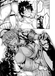 1boy ass bar_censor bikini bikini_aside blush boots breast_slip breasts censored comic cowgirl_position erect_nipples fate/grand_order fate_(series) female female_rapist femdom florence_nightingale_(fate) florence_nightingale_(trick_or_treatment)_(fate) forced fujimaru_ritsuka_(male) gag greyscale hat highres improvised_gag kinntarou large_breasts layered_bikini long_hair male_rape_victim malesub miniskirt monochrome nipples nurse_cap one_breast_out rape reverse_rape sex short_hair skirt skirt_lift straddling straight sweat swimsuit tagme tape tape_gag thigh_boots thighhighs thighhighs_under_boots tongue tongue_out translation_request trick_or_treatment vaginal_penetration