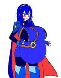 blue_hair blue_hair_female blushing blushing_female busty busty_female cape fire_emblem lucina_(fire_emblem) nintendo pregnant pregnant_belly pregnant_female royalty super_belly