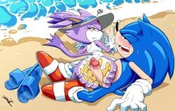 annoyed anthro beach blaze_the_cat blue_body blue_clothing blue_footwear blue_sandals blush bodily_fluids book claws clothed clothed_sex clothing dominant dominant_female duo eulipotyphlan feet felid feline female foot_fetish foot_focus foot_play footjob footwear forehead_gem fur gem genital_fluids genitals gloves handwear hat headgear headwear hedgehog hi_res looking_back looking_pleasured lying male male/female mammal on_back on_front pawpads penis precum purple_body purple_fur red_clothing red_footwear red_shoes sand sandals scribbles sega sex shoes shoes_removed sonic_the_hedgehog sonic_the_hedgehog_(series) submissive submissive_male sun_hat sweat sweatdrop toe_claws water white_soles yellow_eyes yellow_pawpads zeunnert_tw