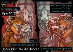 absurd_res amputation anthro bdsm blood blood_drip blood_on_face blue_nipples blush bodily_fluids bondage bone bound breasts bucket bucket_of_blood canid canine container covered_in_blood crying death decapitation dialogue digital_media_(artwork) dripping duo english_text female female_death fox fur genitals glistening glistening_body glowing gore gore_focus hair hi_res holding_object intelfox_(intelfox51) khalfy_kun killing knife knife_play mammal nipples nude nude_anthro nude_female open_mouth predator/prey restraints severed_body_part severed_head simple_background smile snuff spine submissive submissive_female tail tears teeth text tongue vertebrae weapon