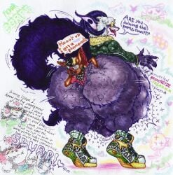 anal anal_vore animal_print anthro aviator_glasses bat big_butt big_ears butt butt_grab canid canine clothed clothing duo eyewear female footwear glasses hand_on_butt hard_vore hi_res horn huge_butt male male/female mammal multicolored_clothing multicolored_footwear multicolored_shoes pantsless phone_call rumbling_stomach shoes soft_vore the_fedor_corpse vore zebra_print