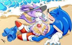 annoyed anthro beach blaze_the_cat blue_body blue_clothing blue_footwear blue_sandals blush bodily_fluids book claws clothed clothed_sex clothing cum cum_on_feet dominant dominant_female duo ejaculation eulipotyphlan feet felid feline female foot_fetish foot_focus foot_play footjob footwear forehead_gem fur gem genital_fluids genitals gloves handwear hat headgear headwear hedgehog hi_res looking_back looking_pleasured lying male male/female mammal on_back on_front pawpads penis precum purple_body purple_fur red_clothing red_footwear red_shoes sand sandals scribbles sega sex shoes shoes_removed sonic_the_hedgehog sonic_the_hedgehog_(series) submissive submissive_male sun_hat sweat sweatdrop toe_claws water white_soles yellow_eyes yellow_pawpads zeunnert_tw