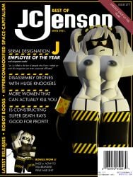 3d areolae breasts frown j_(murder_drones) looking_at_viewer magazine magazine_cover murder_drones muscular_female nude nude_female posing pussy roblox robloxian robot robot_girl self_upload tagme tail twintails veilednormalcy white white_skin
