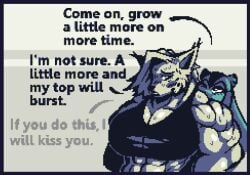 big_breasts breast_expansion breasts breasts_bigger_than_head daisy_(skolerin) expansion female flexing furry furry_female huge_breasts hyper_breasts hyper_muscles map muscle_growth muscular muscular_female outgrowing_clothes pixel_art ripped_clothing skolerin sweat