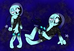 2_penises astro_(dandy's_world) big_penis chimeracocks dandy's_world hat hat_only hemipenes humanoid_penis masturbating masturbation night_cap precum precum_drip solo solo_focus solo_male two_penises unusual_cum vibrator_in_ass