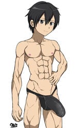 1boy abs big_balls big_penis bulge kirigaya_kazuto kirito male male_only mlm4anemone nipples nude pecs penis sword_art_online tagme testicles underwear yaoi