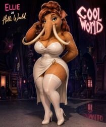 ai_generated anthro blue_sky_studios cabaret cool_world curvy dancing ellie_(ice_age) eyewear heels holli_would_(cosplay) huge_breasts ice_age:_collision_course ice_age:_the_meltdown ice_age_(film) ice_age_(series) ice_age_dawn_of_the_dinosaurs imminent_sex juicy_thighs mammoth mature_female milf milfification mommy mommy_kink pantyhose playboy_outfit plump pole sitting skirt thick_arms thick_thighs voluptuous voluptuous_female voluptuous_milf white_stockings