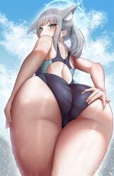 1girls ass ass_bigger_than_head ass_closeup ass_focus ass_too_big big_ass blue_archive blue_eyes blush bubble_ass bubble_butt competition_swimsuit cute eyebrows_visible_through_hair fat_ass female female_focus female_only fraxstars grabbing_ass grabbing_own_ass hair_ornament huge_ass huge_butt huge_thighs legs legs_together light-skinned_female light_skin looking_at_viewer looking_back looking_down open_mouth pale_skin perfect_ass plump_ass plump_thighs ponytail shiroko_(blue_archive) shiroko_(swimsuit)_(blue_archive) showing_ass silver_hair small_waist solo squishy sunaookami_shiroko sweaty_body swimsuit tagme thick_ass thick_legs thick_thighs thigh_highs thighs thighs_big thighs_bigger_than_head tight_clothing wolf_ears wolf_girl