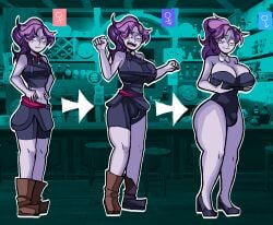 1male genderswap_(ftm) leotard skin_purpler slightly_chubby_male solo suit tagme transformation transformation_sequence ykujo