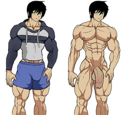 1boy abs big_balls big_penis clothes male male_only mlm4anemone muscle nipples nude original_character pecs penis shorts tagme testicles yaoi