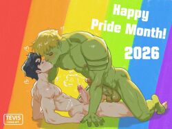 2026 2boys alien big_penis billy_kaplan billy_maximoff black_hair blonde_hair boyfriends cum gay gay_pride green_skin hulkling husbands kissing love magic_user male/male male_only marvel marvel_comics naked pride_colors pride_flag pride_month pride_month_2026 rainbow rainbow_flag tevi tevis_art wiccan yaoi young_avengers